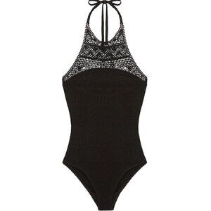 MAJE - Monbo Crochet One-Piece Swimsuit - Black
